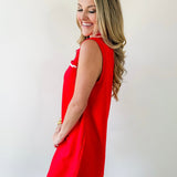 Ric - Rac Trim Detail Solid Shift Dress