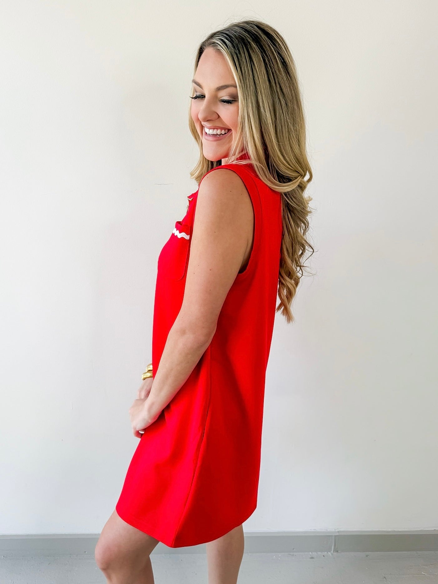 Ric - Rac Trim Detail Solid Shift Dress