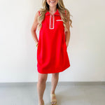 Ric - Rac Trim Detail Solid Shift Dress
