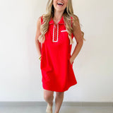 Ric - Rac Trim Detail Solid Shift Dress