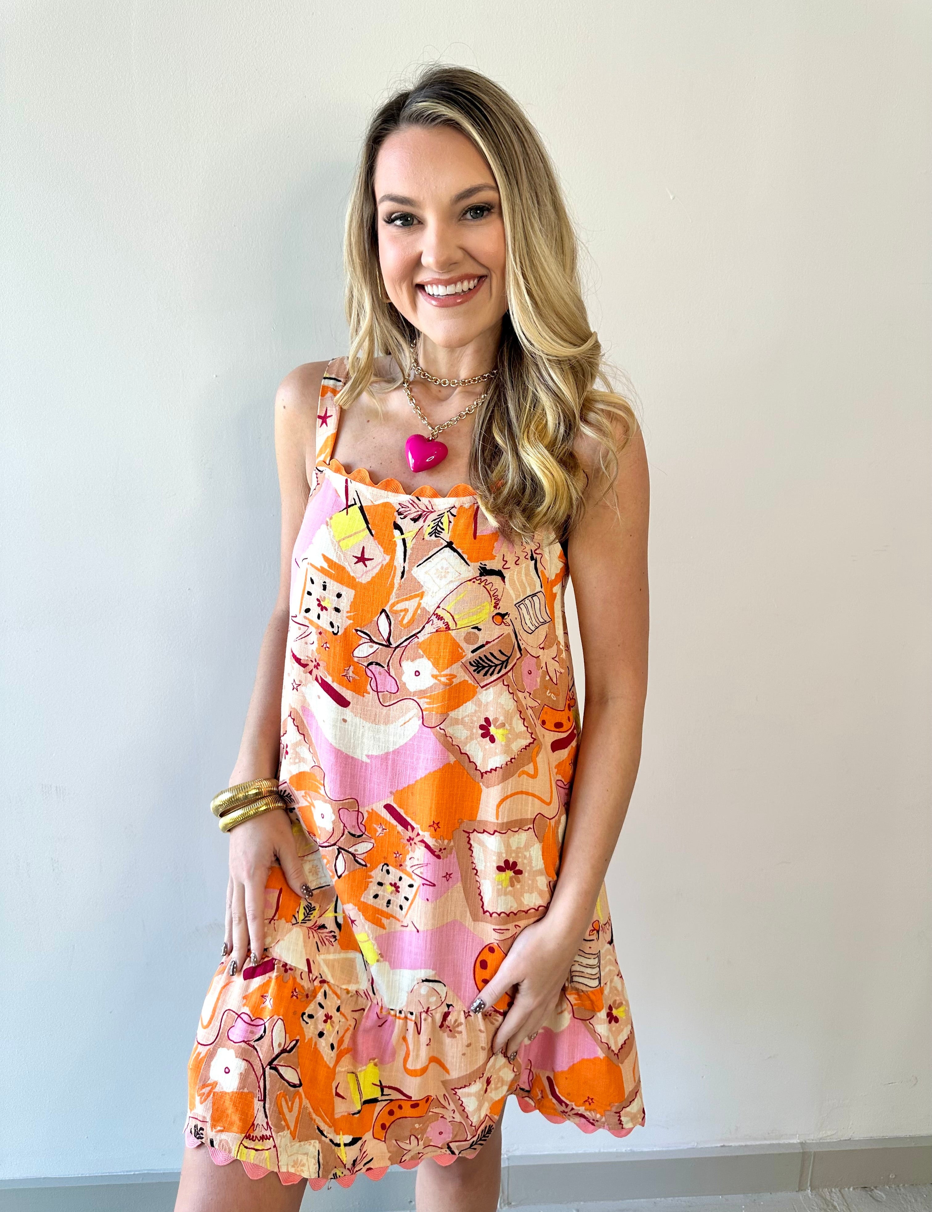 Ric Rac Trim Linen Square Dress