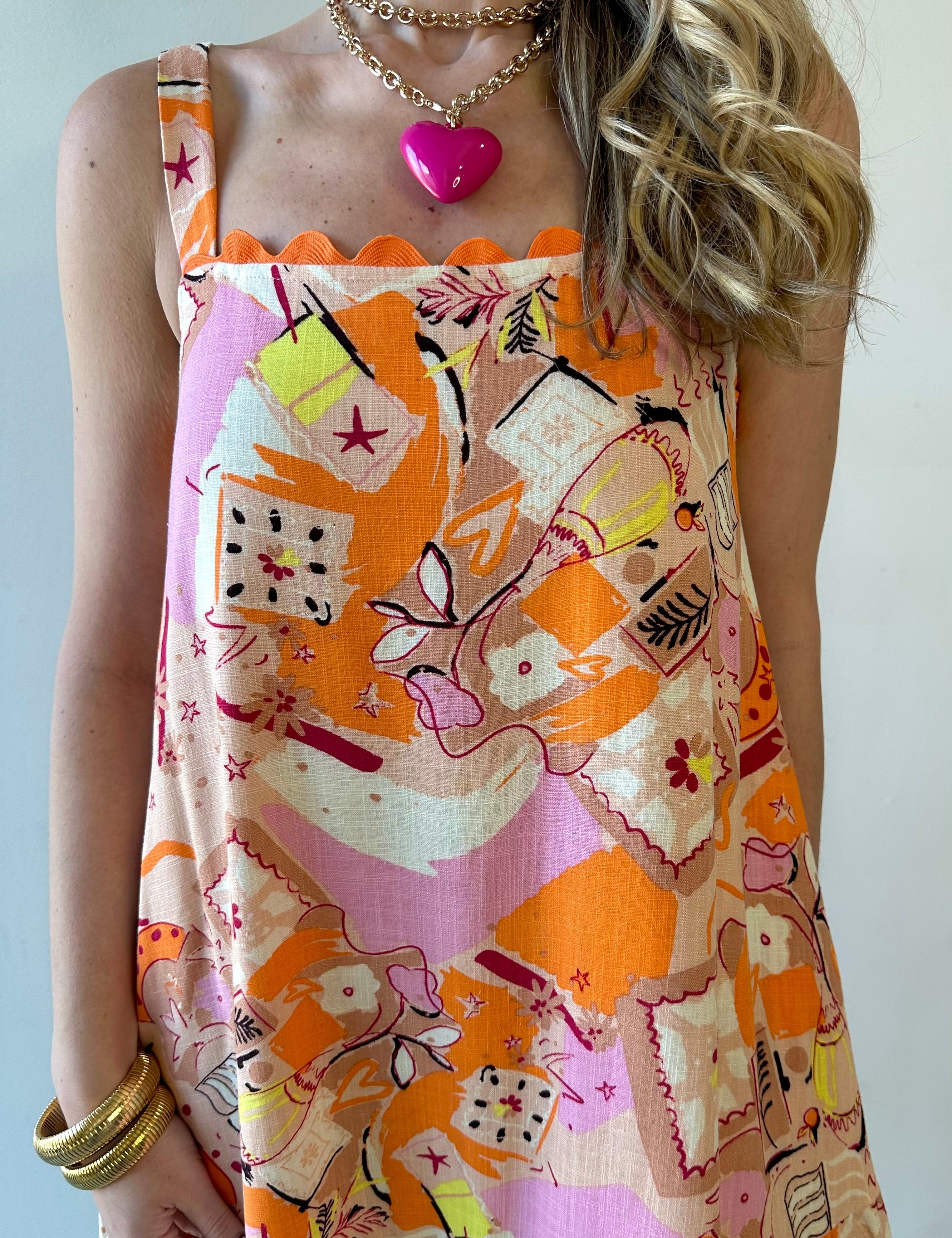 Ric Rac Trim Linen Square Dress