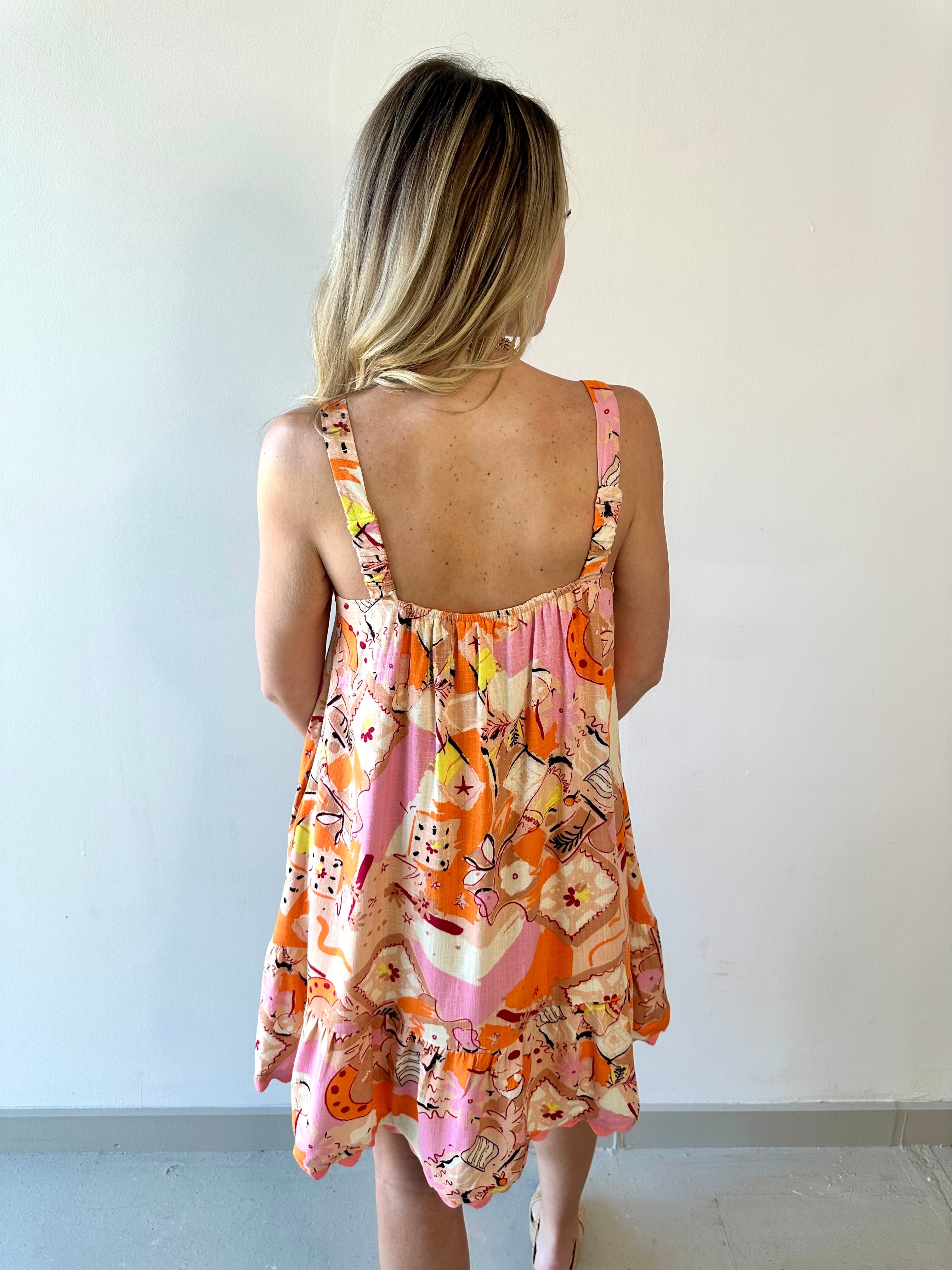 Ric Rac Trim Linen Square Dress