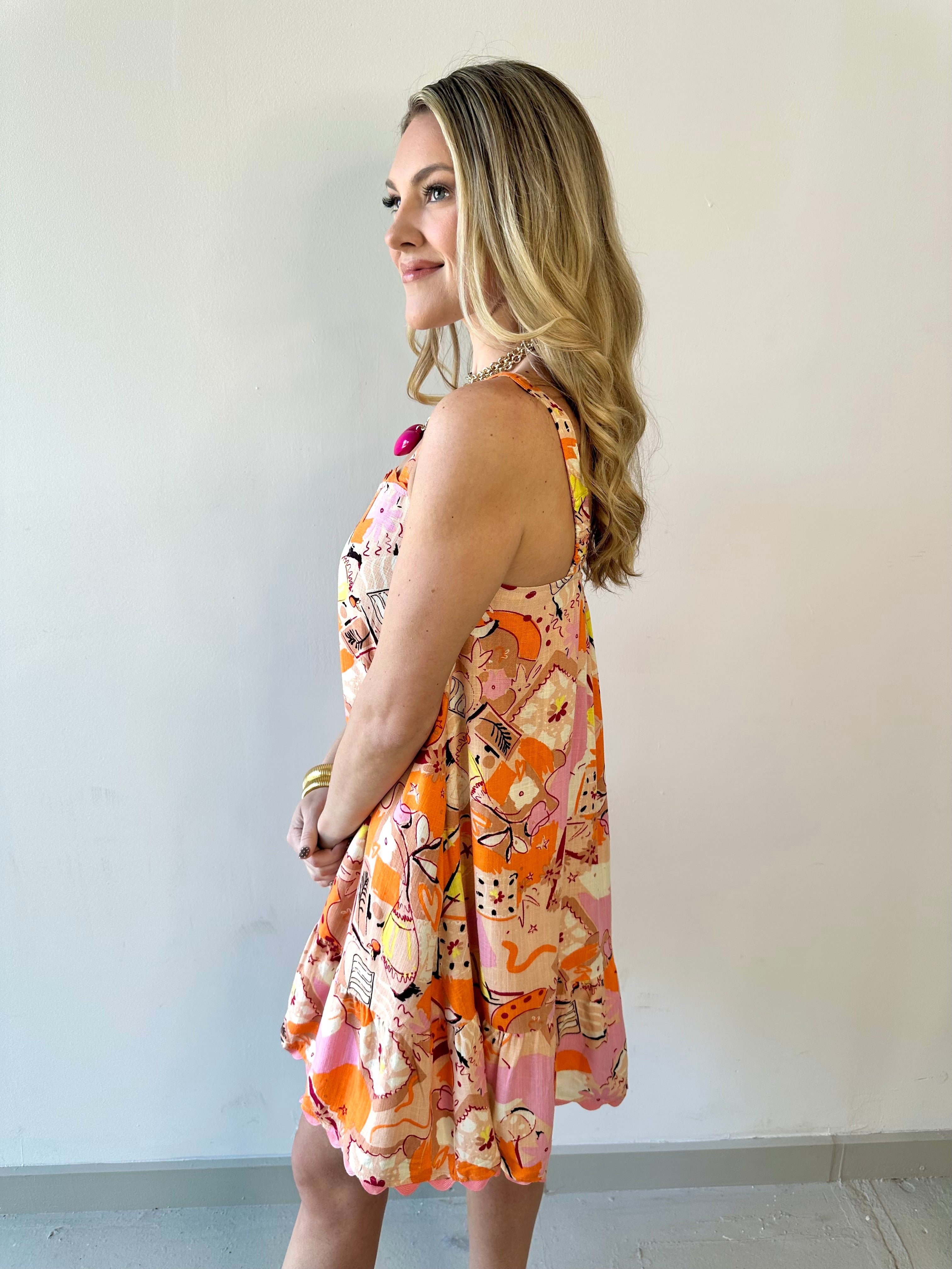 Ric Rac Trim Linen Square Dress