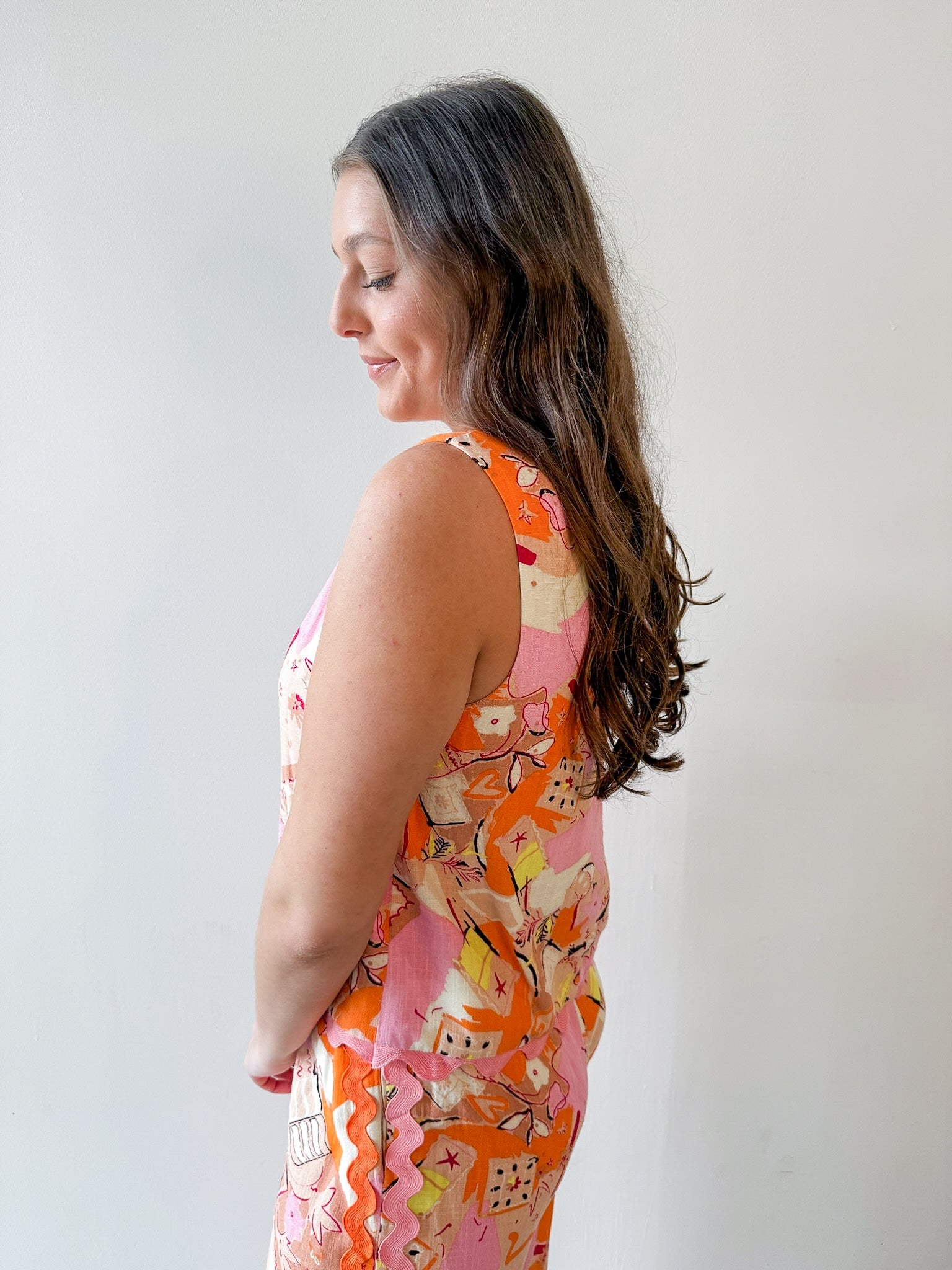 Ric Rac Trim Linen Top