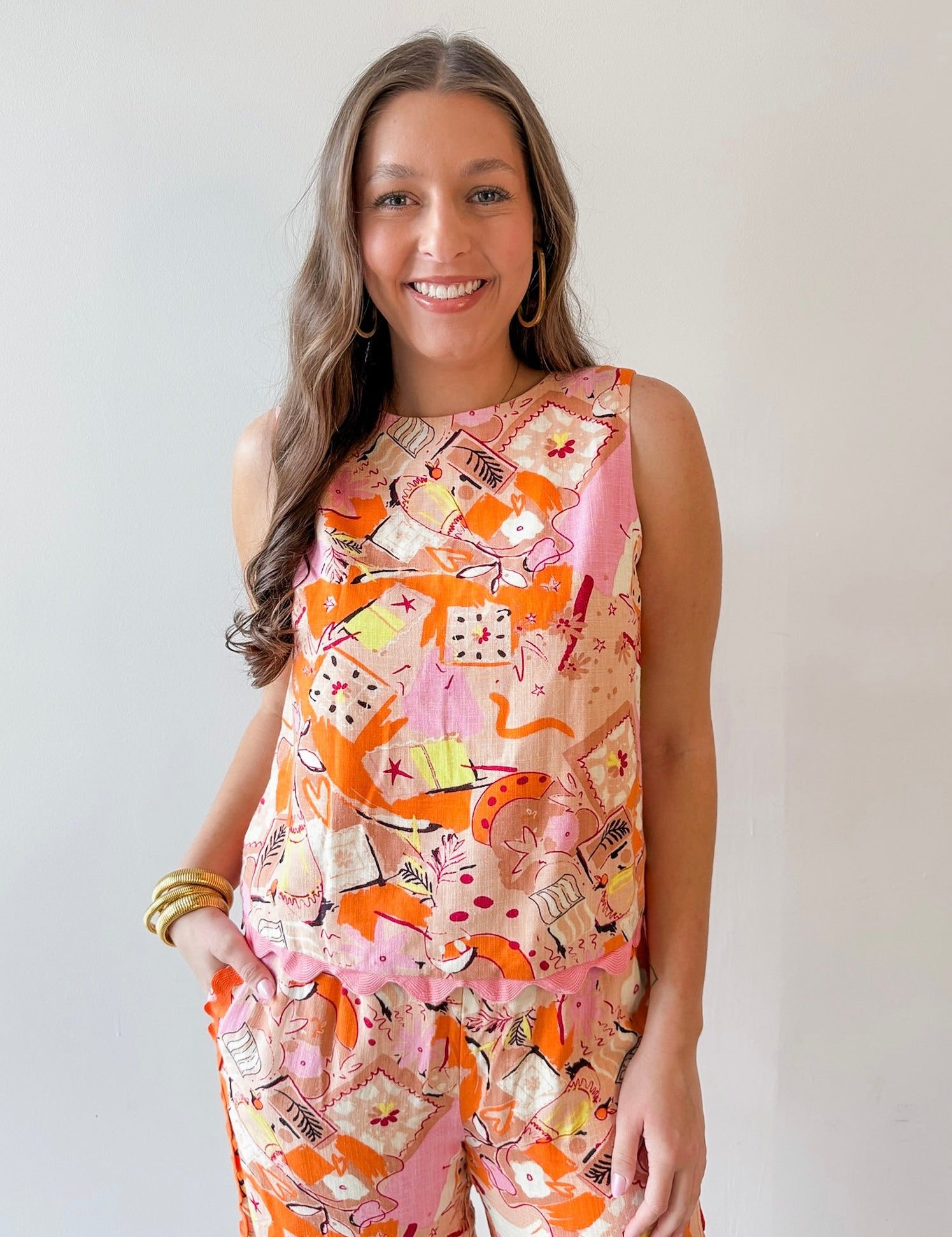 Ric Rac Trim Linen Top