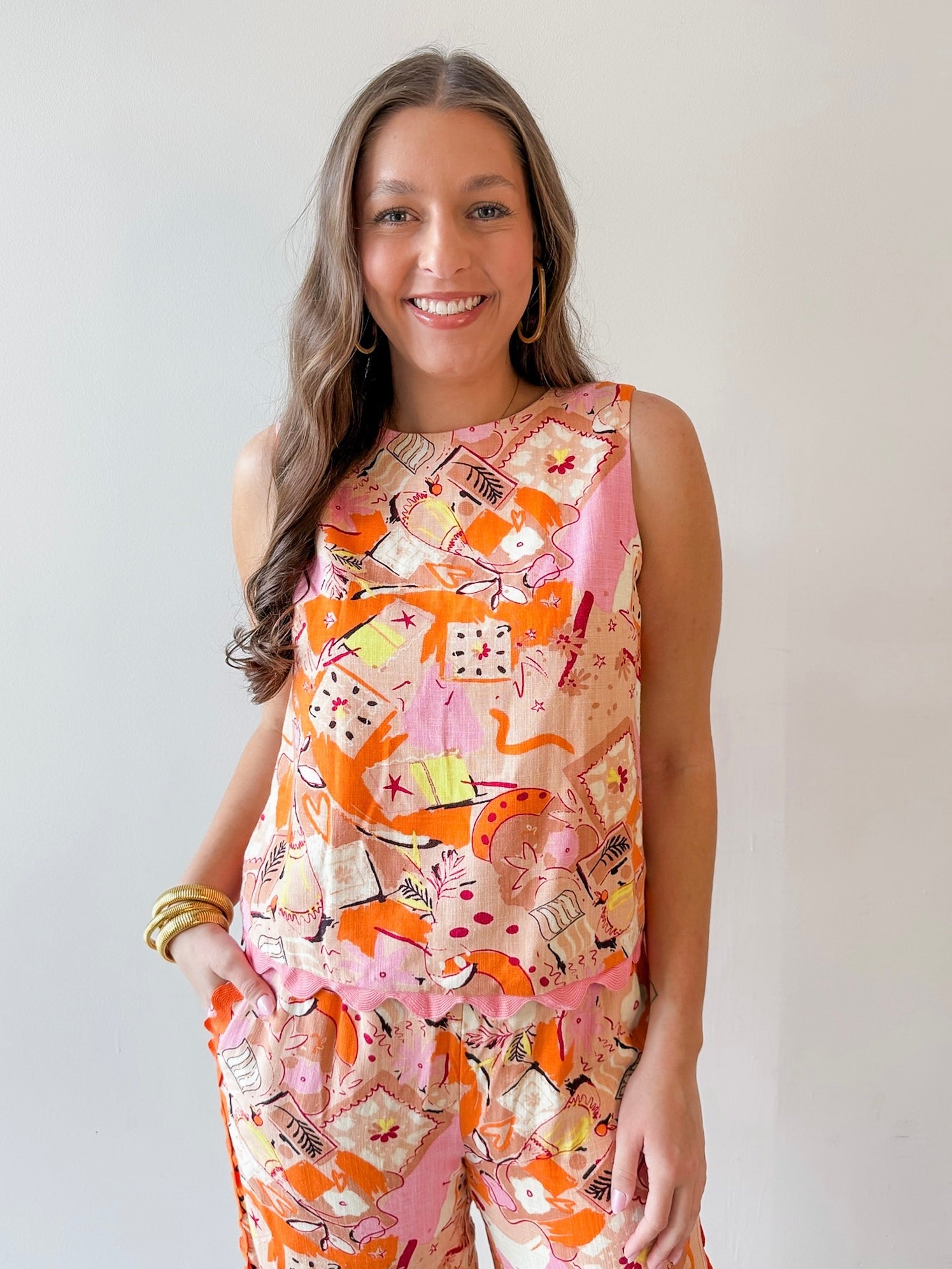 Ric Rac Trim Linen Top