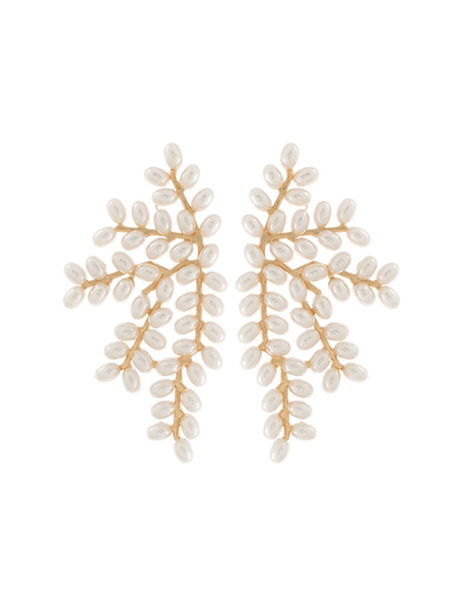 Rice Pearl Leaf Earrings