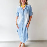 Roll Tab 3/4 Denim Shirt Dress