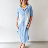 Roll Tab 3/4 Denim Shirt Dress