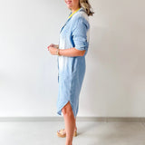 Roll Tab 3/4 Denim Shirt Dress