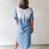 Roll Tab 3/4 Denim Shirt Dress