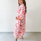 Roll Up Shirt Sleeve Midi Dress - White/Tangerine