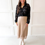 Romantic Sheer Textured Blouse- Black