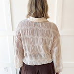 Romantic Sheer Textured Blouse- Butter