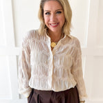 Romantic Sheer Textured Blouse- Butter