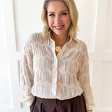 Romantic Sheer Textured Blouse- Butter