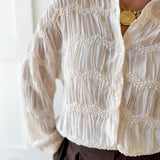 Romantic Sheer Textured Blouse- Butter