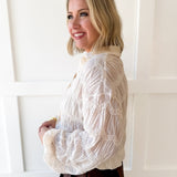 Romantic Sheer Textured Blouse- Butter