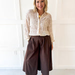 Romantic Sheer Textured Blouse- Butter