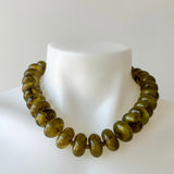 Round Beaded Chunky Necklace- Olive