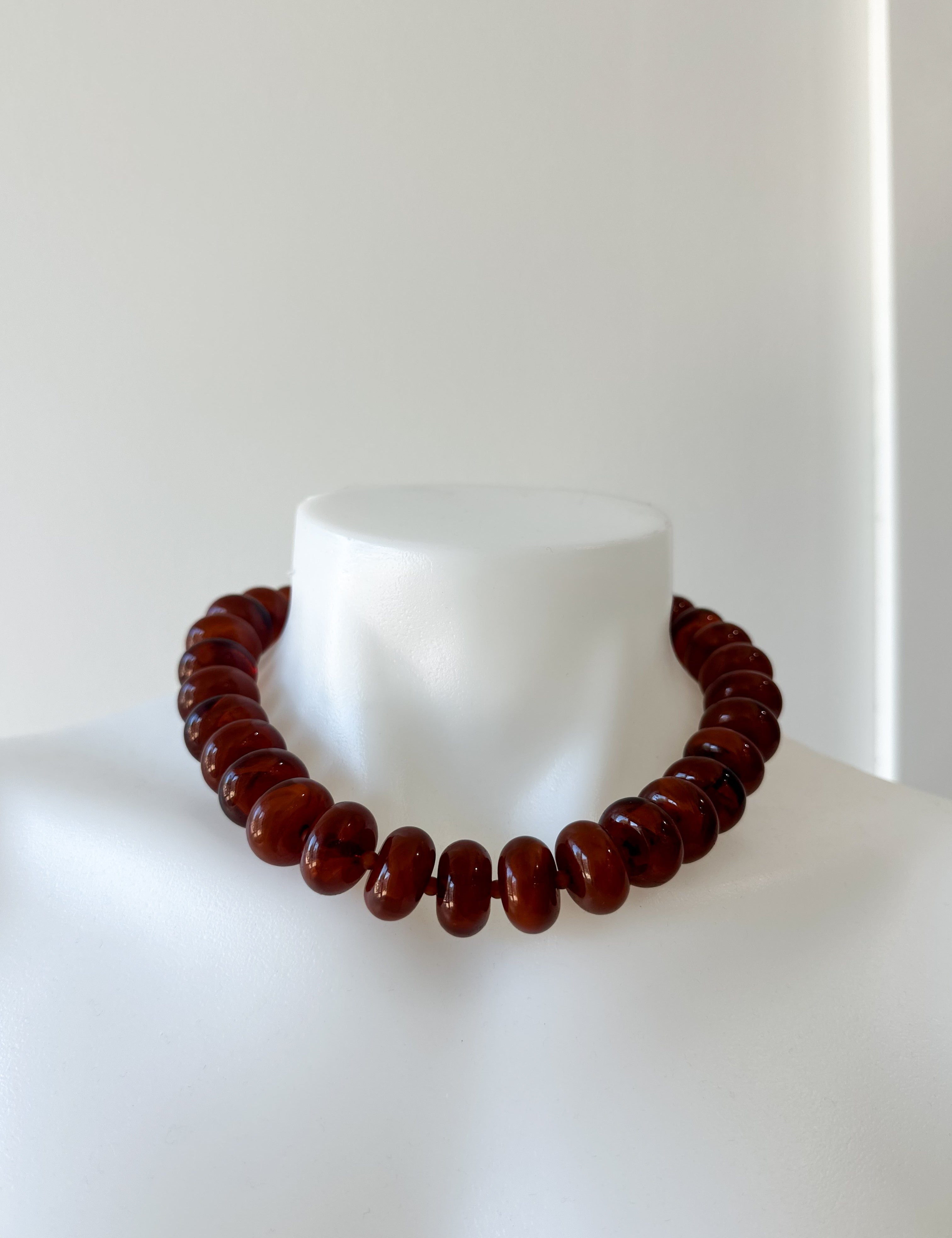 Round Beaded Resin Necklace-Amber