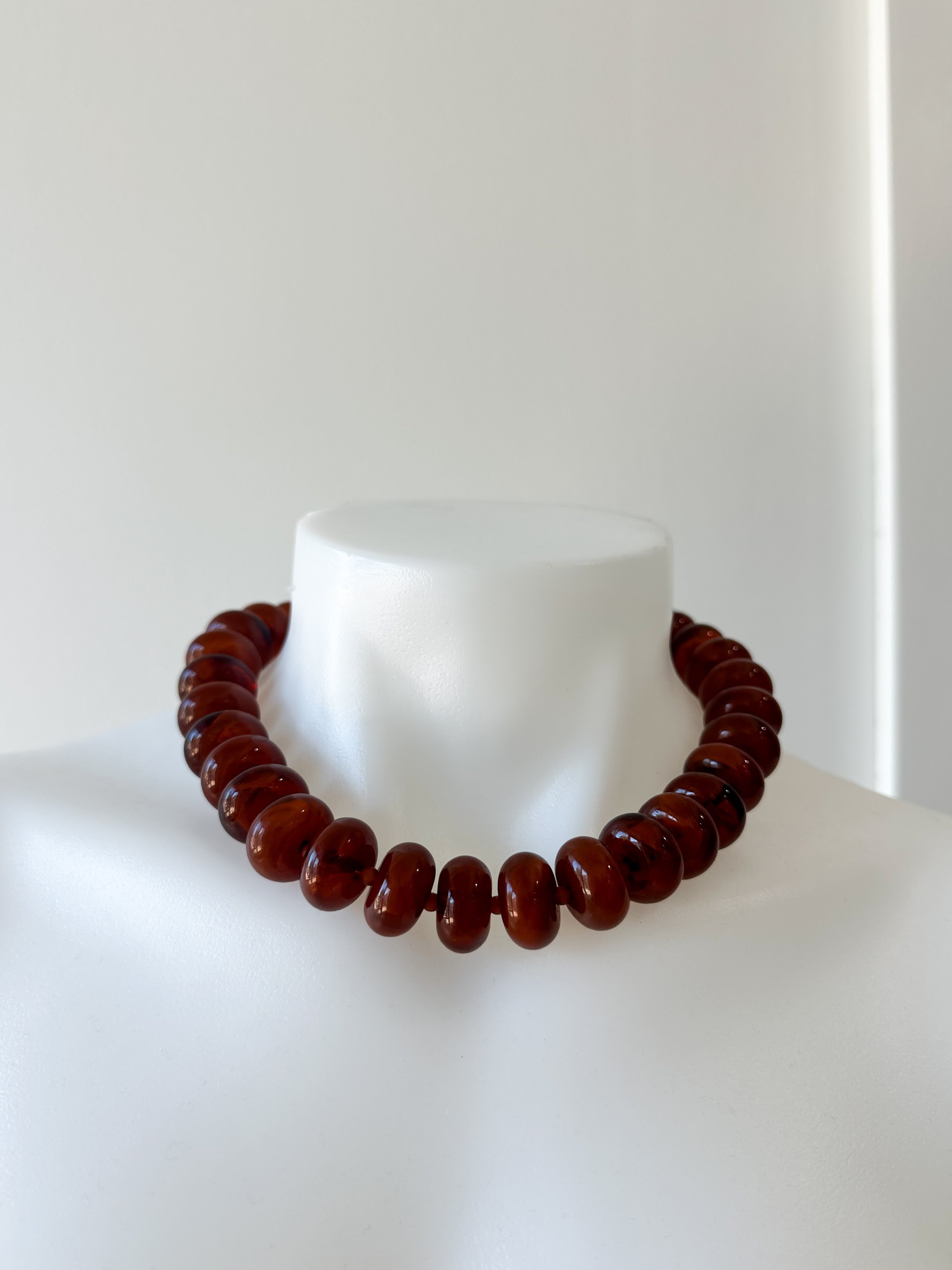 Round Beaded Resin Necklace-Amber