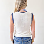 Round Neck 'fish' Knit Vest- Cream