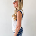 Round Neck 'fish' Knit Vest- Cream