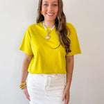 Round Neck Knit Top - Citrine
