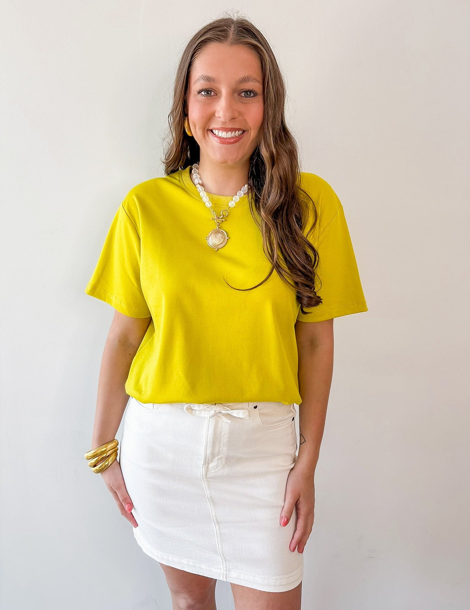 Round Neck Knit Top - Citrine