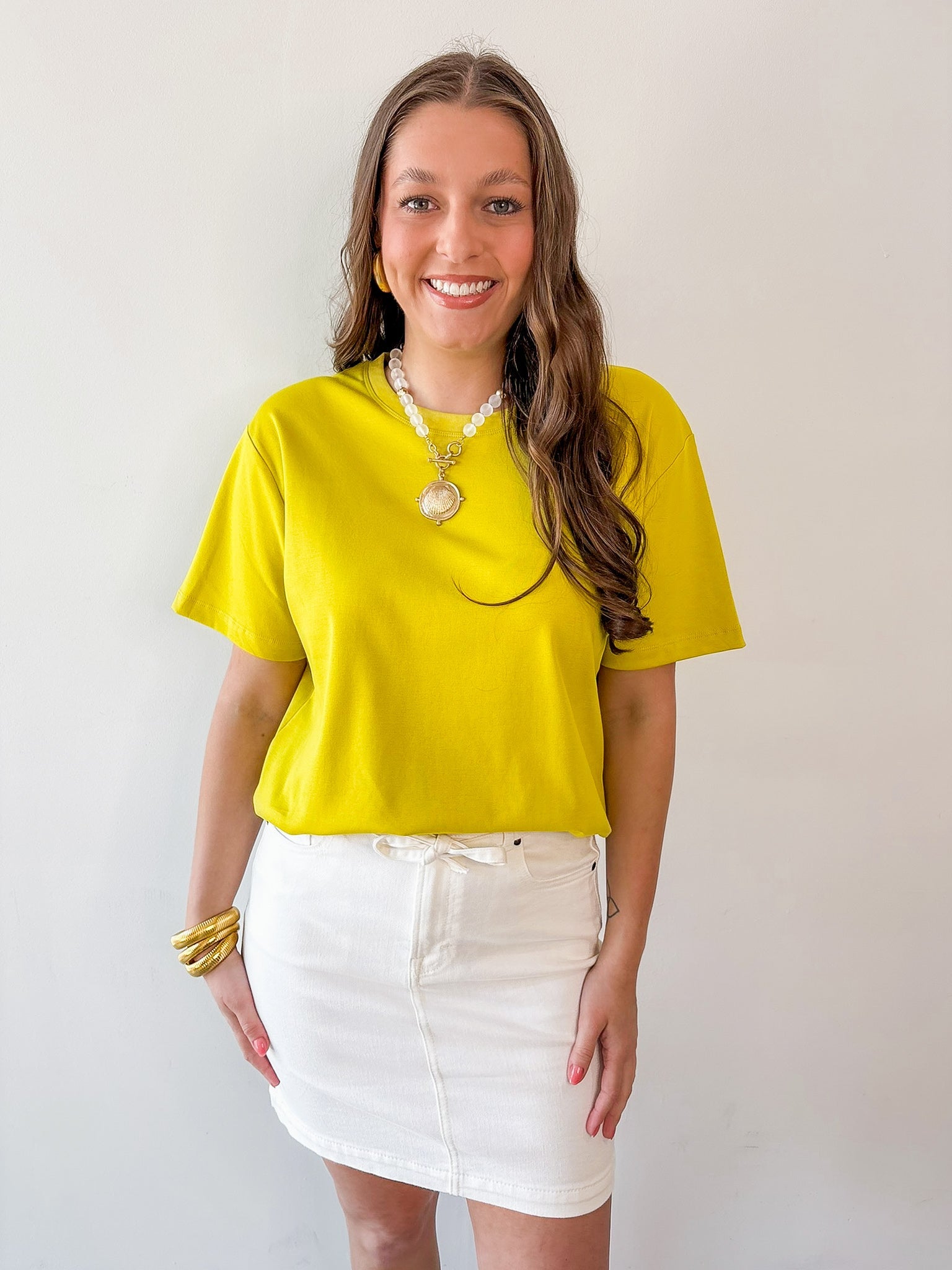 Round Neck Knit Top - Citrine