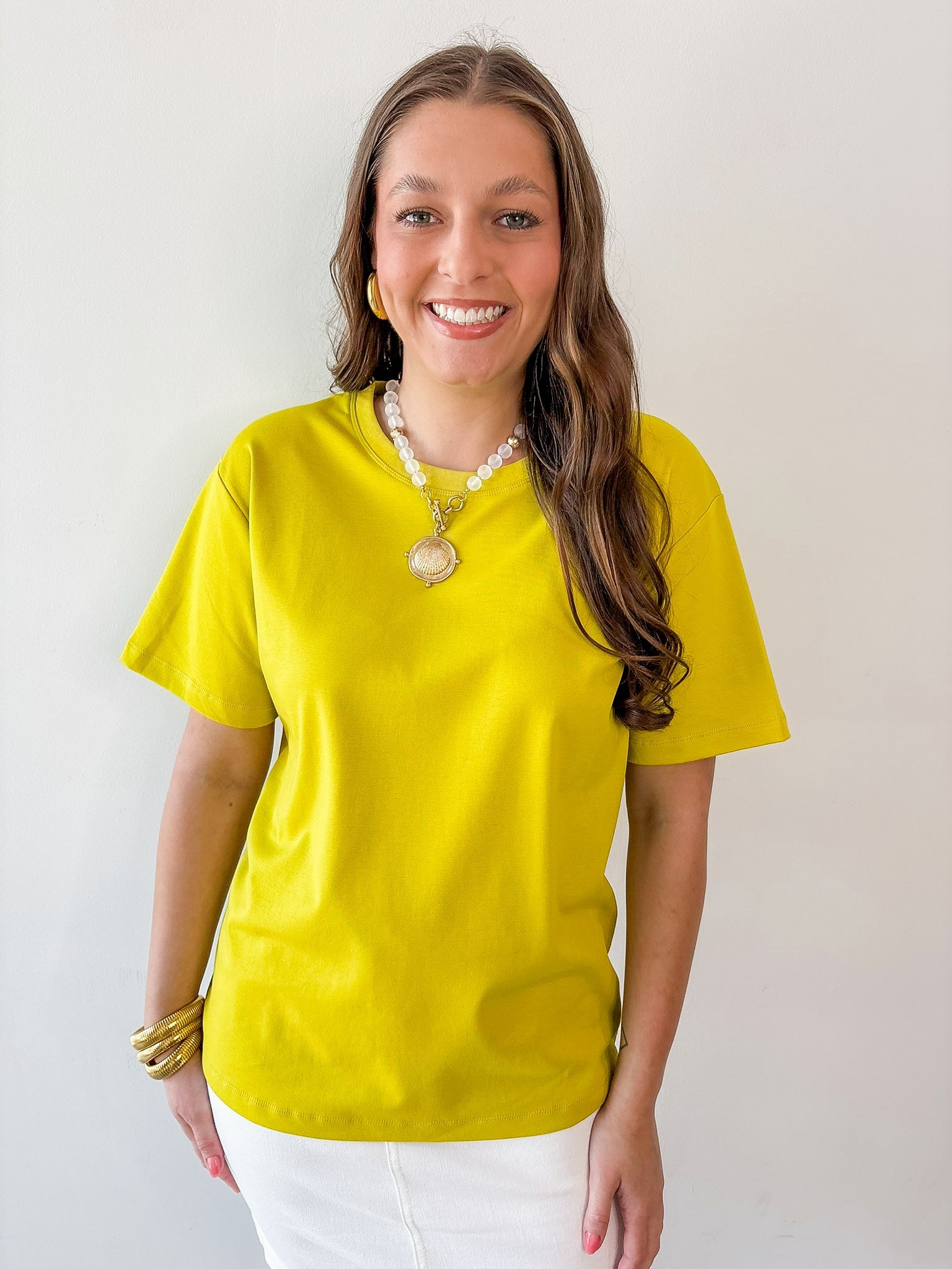 Round Neck Knit Top - Citrine