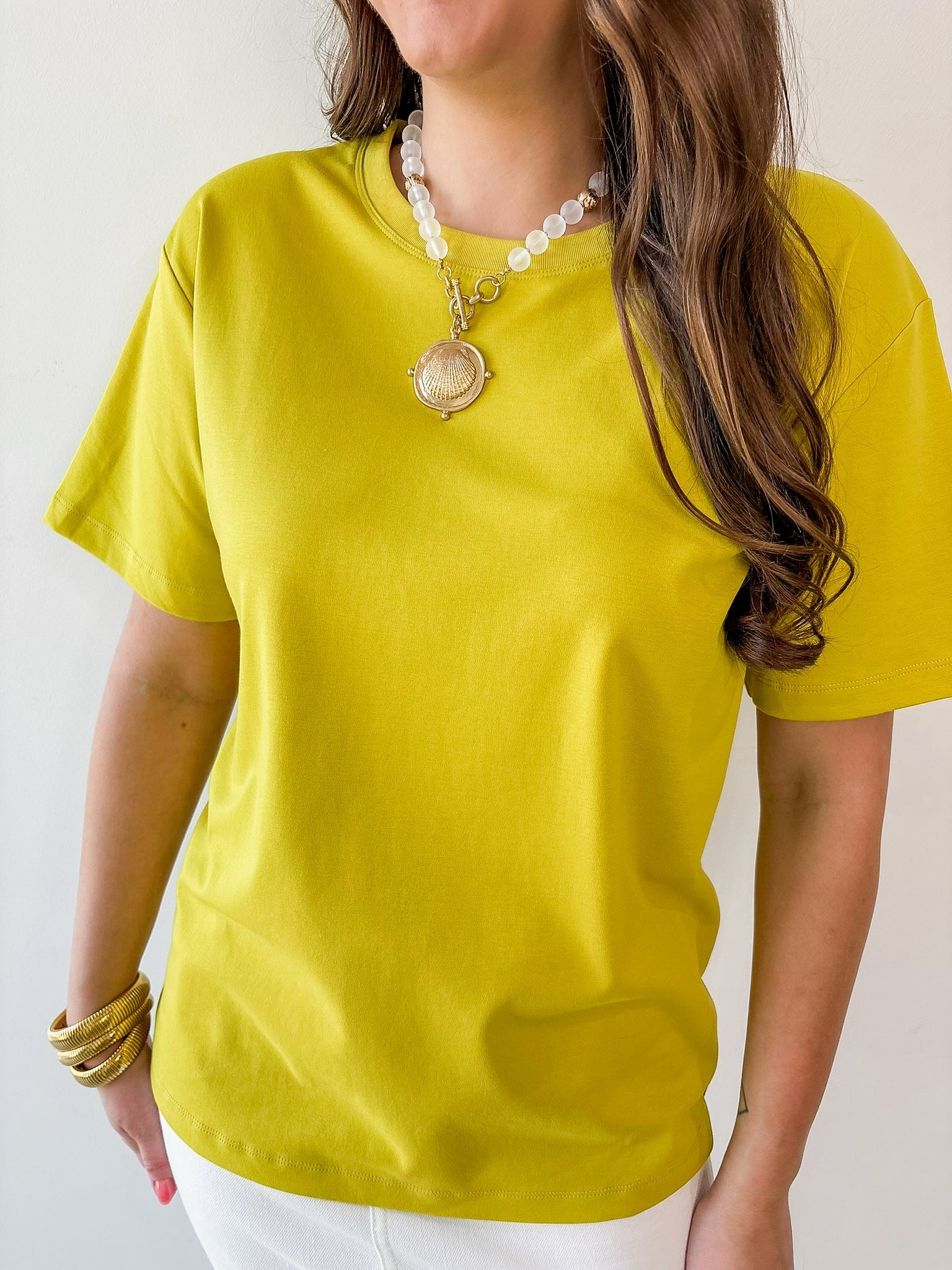 Round Neck Knit Top - Citrine
