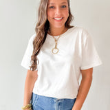 Round Neck Knit Top - Ivory