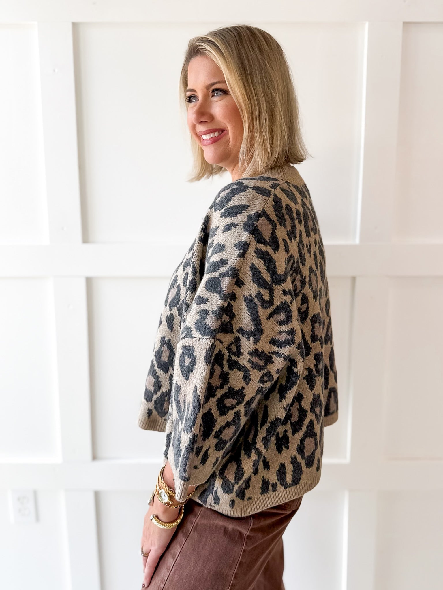 Round Neck Leopard Print Top