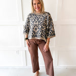 Round Neck Leopard Print Top