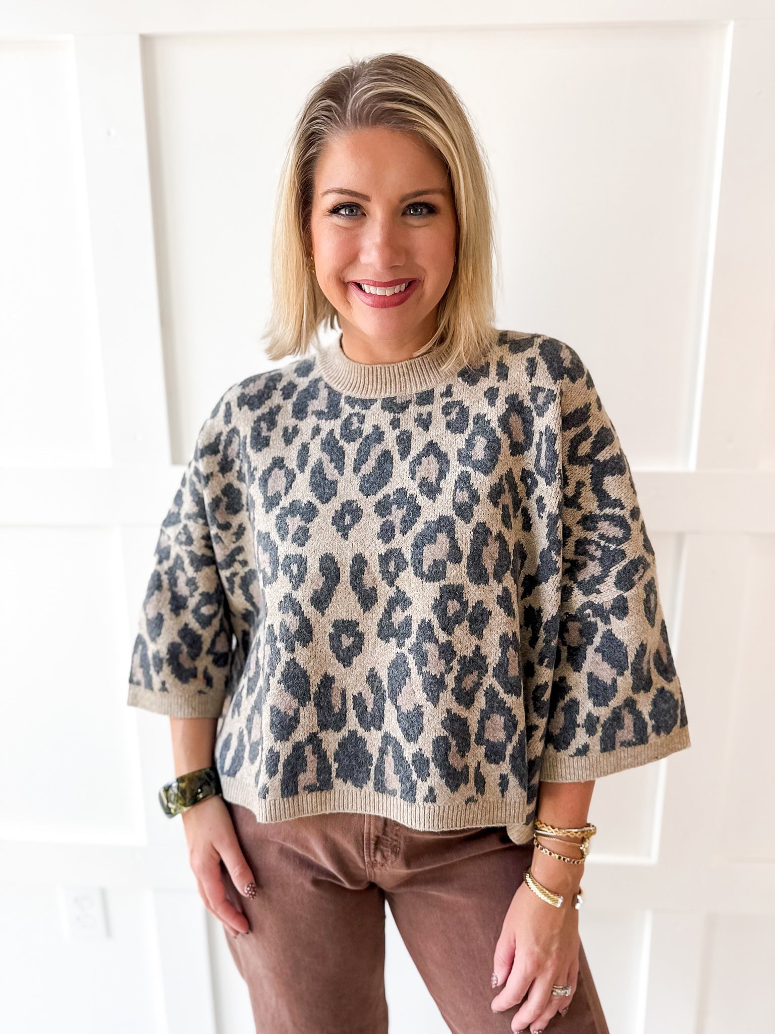 Round Neck Leopard Print Top