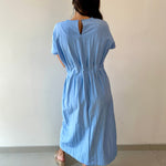 Round Neck Midi Dress - Blue