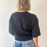 Round Neck Ribbed Band Top - Black