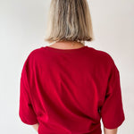 Round Neck Ribbed Band Top - Burgandy