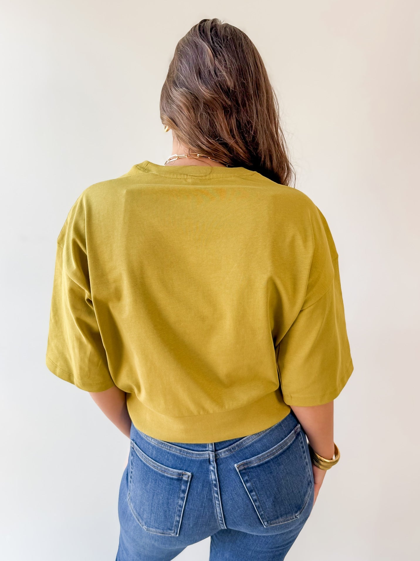 Round Neck Ribbed Band Top - Olive