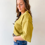 Round Neck Ribbed Band Top - Olive