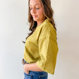 Round Neck Ribbed Band Top - Olive