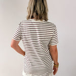 Round Neck Stripe T-Shirt Dress - Brown