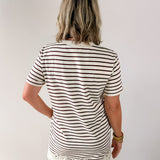 Round Neck Stripe T-Shirt Dress - Brown