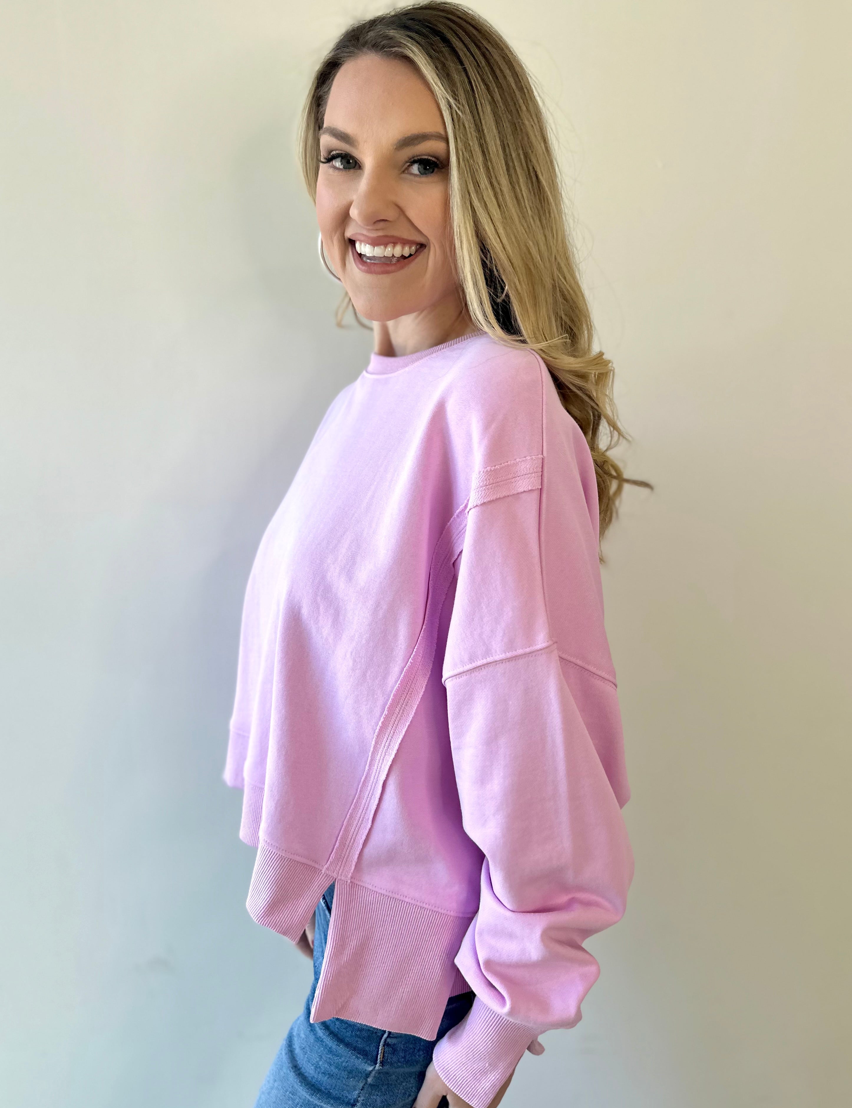 Round Neck Sweatshirt - Pink