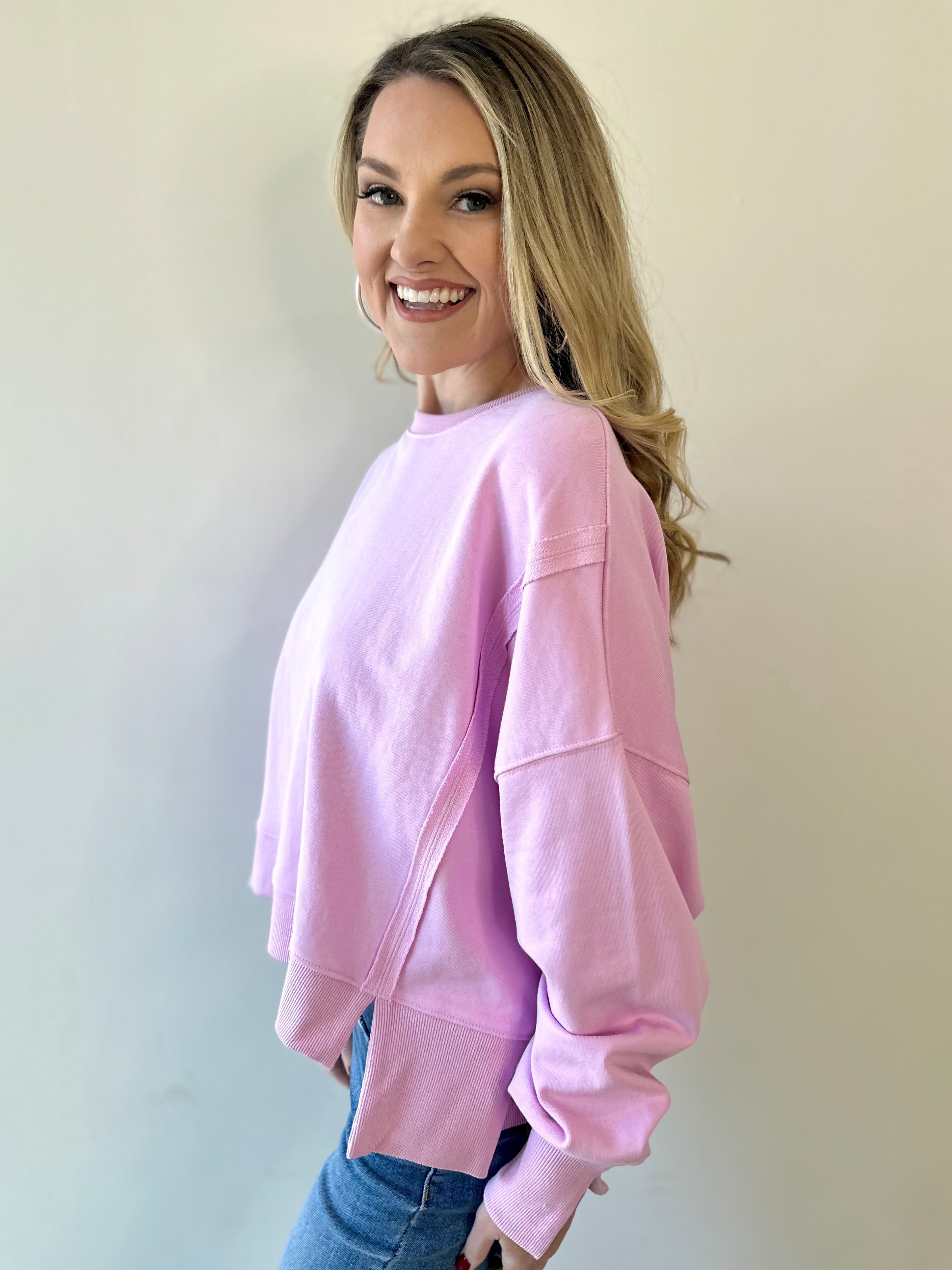 Round Neck Sweatshirt - Pink