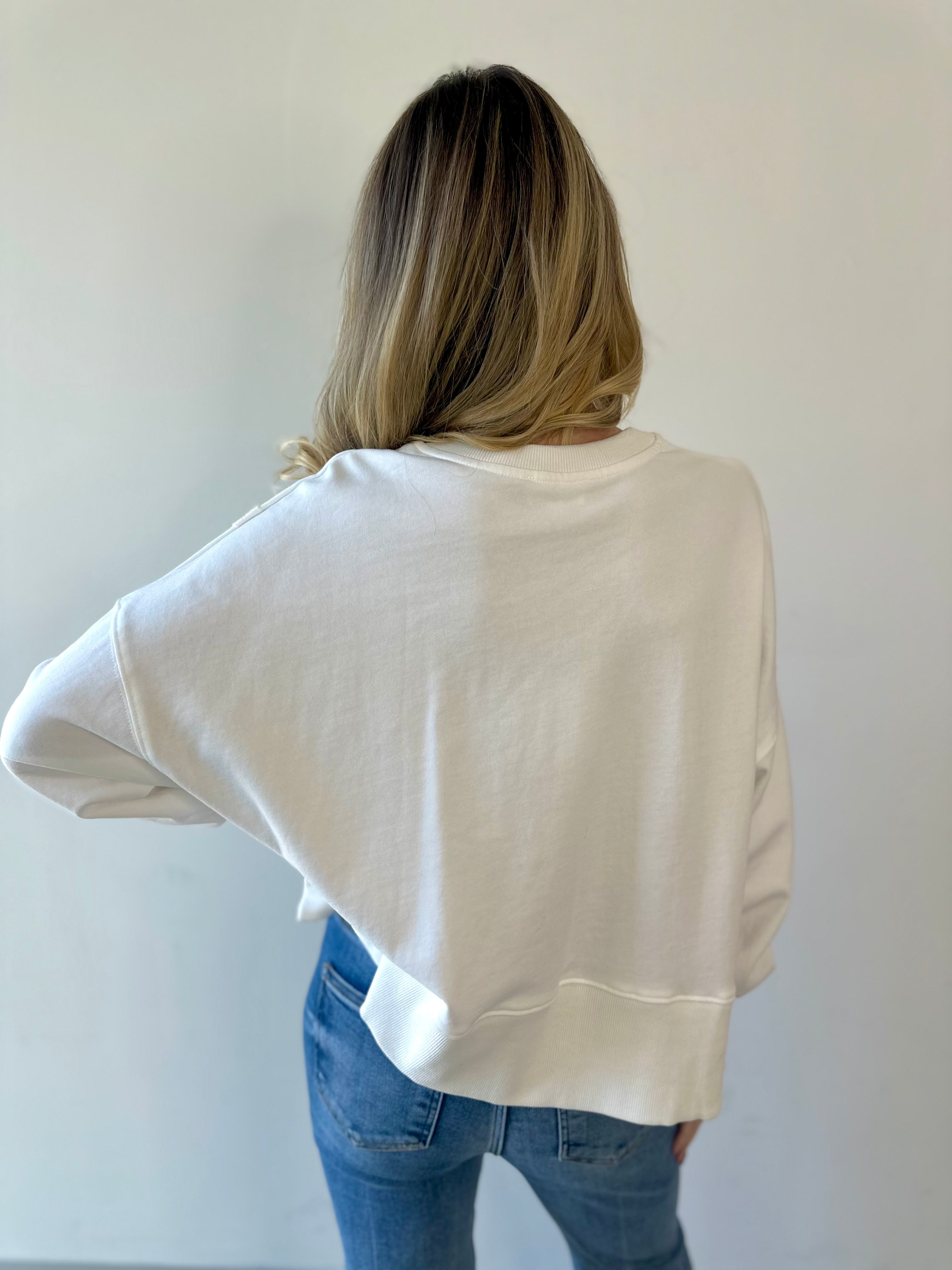 Round Neck Sweatshirt - White