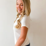 Round Neck T Shirt -White